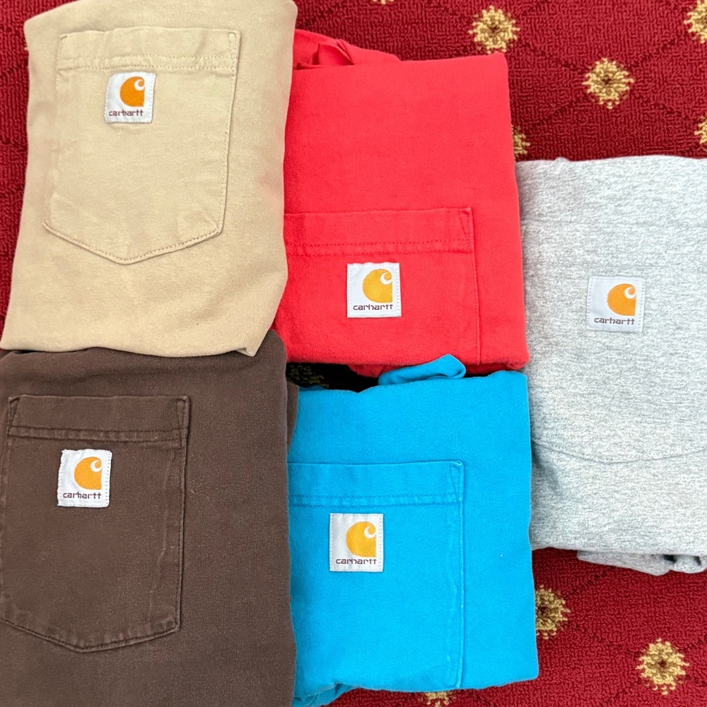 Carhartt T-Shirt Bundle - Tan, Red, Brown, Blue, Gray